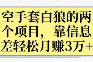 空手套白狼的两个项目，靠信息差轻松月赚3万+