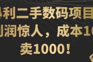 暴利二手数码项目，利润惊人，成本100卖1000！