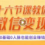 十六节课教你零基础微信变现，用单品打爆市场，0基础0人脉创业赚钱