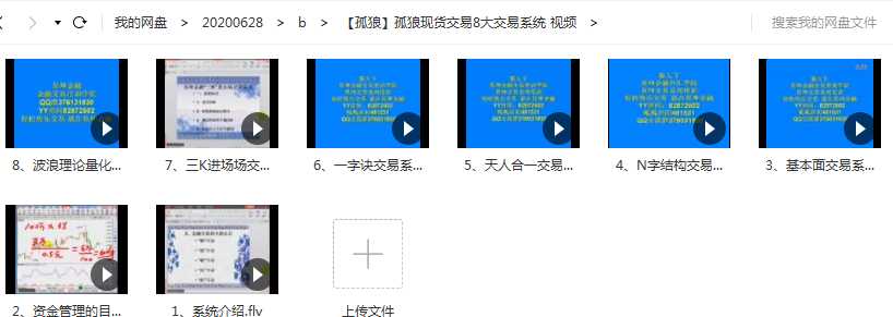  孤狼现货交易8大交易系统 视频目录