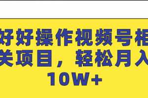 好好操作视频号相关项目，轻松月入10W+「视频教程」