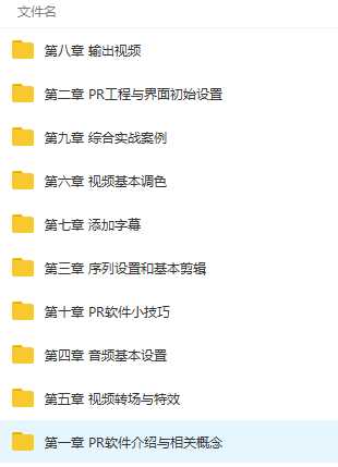 零基础快速入门学习Premiere(PR)视频剪辑2020全套视频课程高清目录