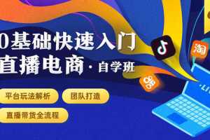 零基础快速入门直播电商课程自学班：直播平台玩法解析-团队打造-带货全流程等环节