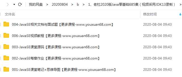 老杜2020版Javase零基础到进阶学习视频课程685集目录