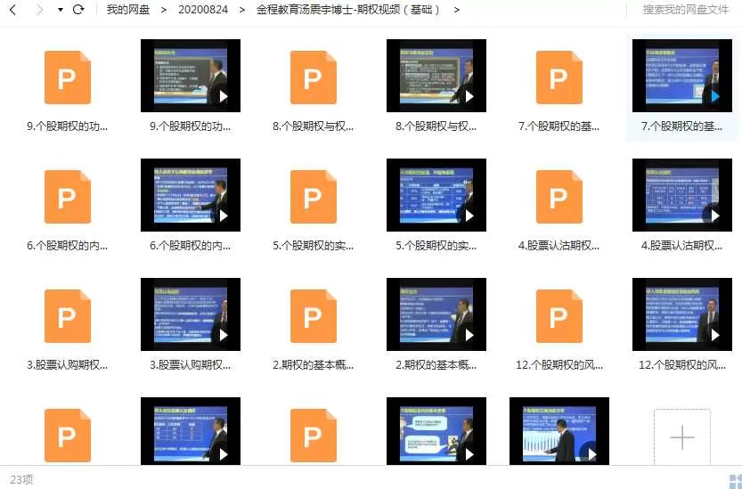 个股期权基础视频课程目录