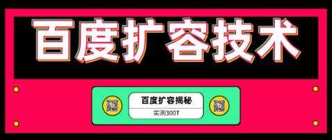 百度扩容最新技术,实测扩容300T,上手即可接单(价值699全套资料)