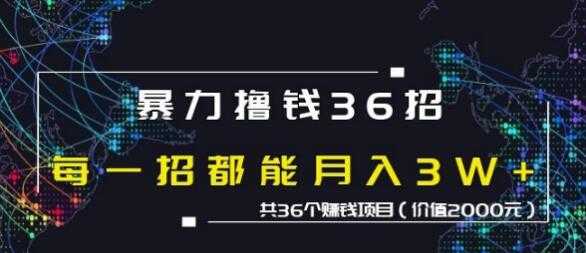 蜘蛛火暴力撸钱36招,共36个赚钱项目价值2000元