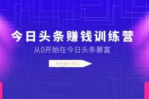 今日头条赚钱训练营，从0开始在今日头条暴富
