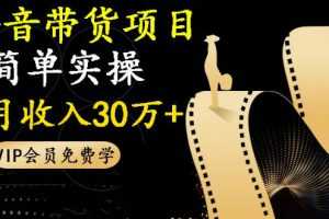 抖音淘客赚钱：带货项目，简单实操每月收入30万+
