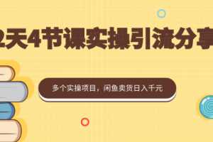 2天4节课实操引流分享会，多个实操项目，闲鱼卖货日入千元