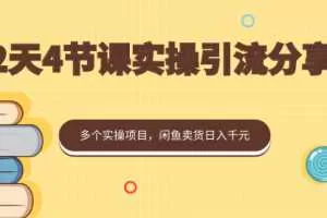 2天4节课实操引流分享会，多个实操项目，闲鱼卖货日入千元