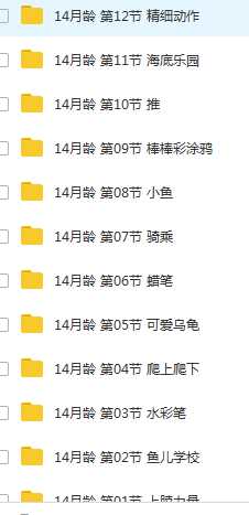 14个月宝宝早教游戏训练课程视频全套（60集）目录