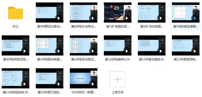 2019年春季初一(七年级)物理直播课辅导教学视频目录