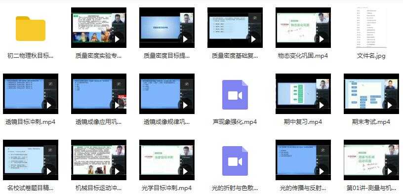 2019年初二(八年级)物理秋季直播课辅导教学视频目录