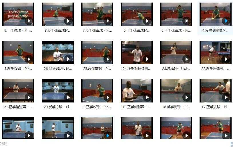 乒乓球技巧_PingSkills乒乓球教学片_乒乓球教学视频目录
