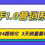 猎手1.0营销系统，从0到1，营销实战课，24路转化秘诀3天销量暴增20倍