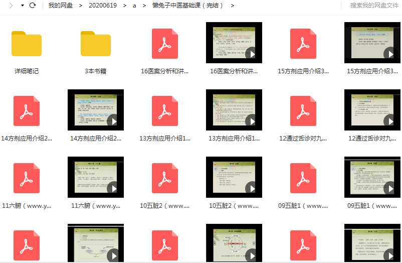 懒兔子中医基础课目录