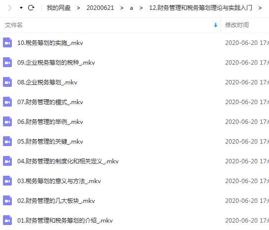 翟山鹰财务管理和税务筹划理论与实践入门讲座视频目录