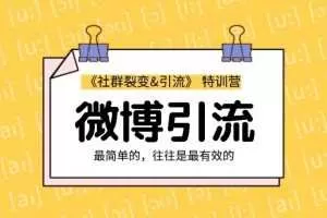 胜子老师：社群裂变&引流之微博引流2.0，设计低成本引流诱饵实战引流（价值99元）