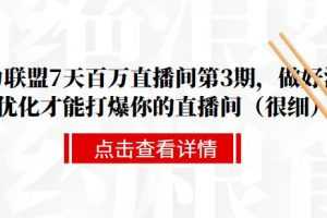 大力联盟7天百万直播间第3期，做好流量优化才能打爆你的直播间