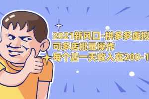 拼多多虚拟店：可多店批量操作，每个店日赚在200-1000，2021赚钱新风口