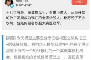 【鲲鹏一跃】2021年经典预判低吸模式之机构之王  视频+文档