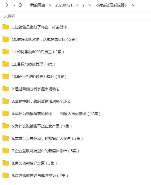 销售经理系统班合集讲座视频目录