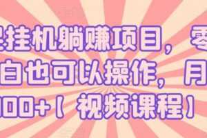 全民挂机躺赚项目，零基础小白也可以操作，月入5000+【视频课程】