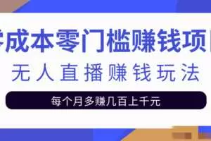 零成本零门槛赚钱项目，无人直播挂机赚钱玩法每月多赚几百上千元【视频教程】