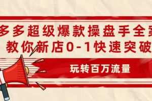 拼多多超级爆款操盘手全案课，教你新店0-1快速突破