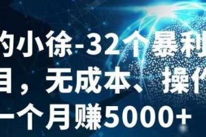 进击的小徐-32个暴利小项目，无成本、操作简单一个月赚5000+