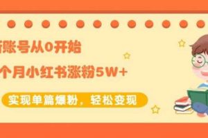 生财小红书涨粉变现：新账号从0开始3个月5W+实现单篇爆粉