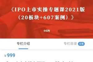 肖鹏老师《IPO上市实操专题课2021版（20大板块+607家案例）》