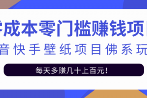 零成本零门槛赚钱项目：抖音快手壁纸项目佛系玩法，一天变现500+【视频教程】