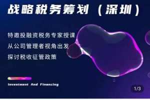 企业投融资业务税务筹划