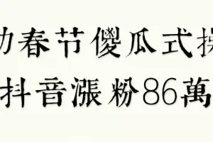 借助春节傻瓜式操作，抖音涨粉86万！