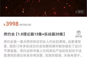 瑞恩老师燃约会【1.0理论篇13集+实战篇20集】