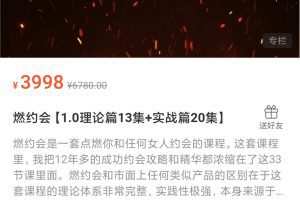 瑞恩老师燃约会【1.0理论篇13集+实战篇20集】