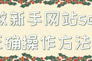 教新手网站seo正确操作方法