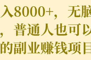 月入8000+，无脑搬砖，普通人也可以复制的副业赚钱项目