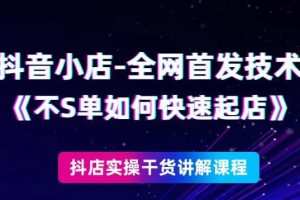 抖音小店全网首发技术，不刷单如何快速起店