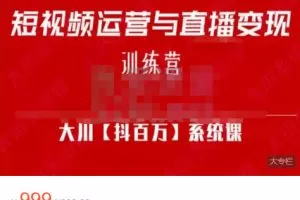 大川百万系统课：短视频运营与直播变现