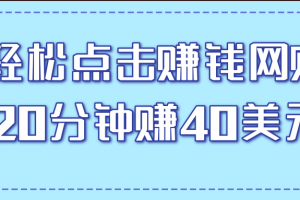 一个轻松点击看视频的赚钱项目，简单操作20分钟最高可赚40美元