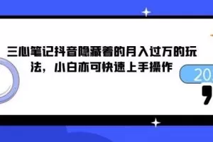 三心笔记抖音隐藏着的月入过万的玩法，小白亦可快速上手操作
