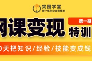 突围学堂网课变现特训营,10天把知识/经验/技能变成钱