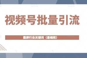 视频号批量引流，霸屏行业关键词（基础班）全面系统讲解视频号玩法
