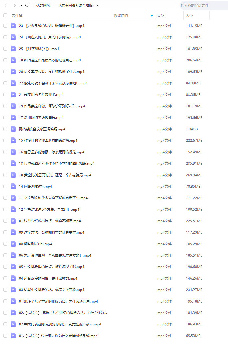 K先生网格系统全攻略2021年12月结课【画质高清有部分素材】