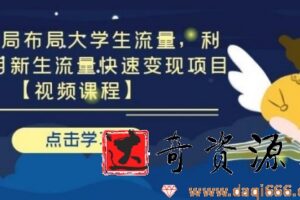 引流布局布局大学生流量，利用6-9月新生流量快速变现项目