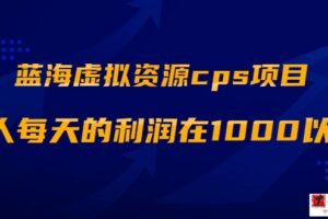 蓝海虚拟资源cps项目，目前最高单人每天的利润在1000以上