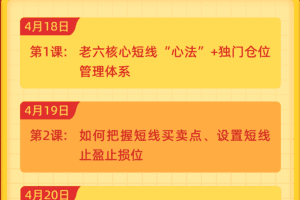 【老六笔记】短线猎手特训营，5节精华课帮你搭建“老六短线体系“